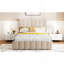 Lit plateforme tapissier double avec système de rangement hydraulique - beige