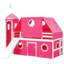 Lit simple mezzanine rose avec glissade et tour - Pin, lit à conception de fenêtre, convient pour la construction de tentes, lattes compatibles,