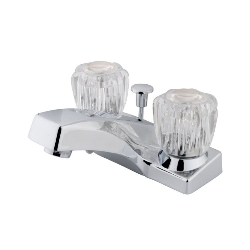 Elements of Design Centerset Bathroom Faucet, Polished Chrome, With Plastic Pop Up Drain