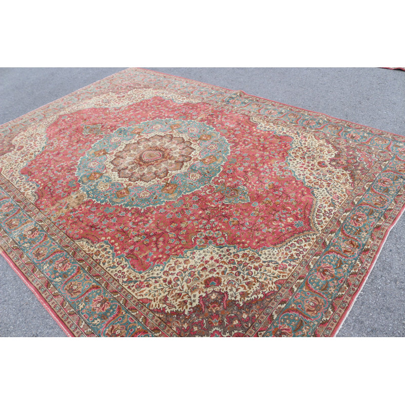 Tapis turc surdimensionné rouge de style Oushak rétro pour décoration tribale en laine
