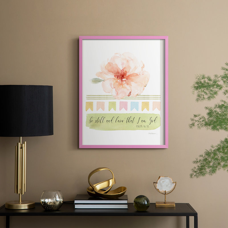 Be Still Framed Print - Solid Wood, 11" H x 9" W, Pink