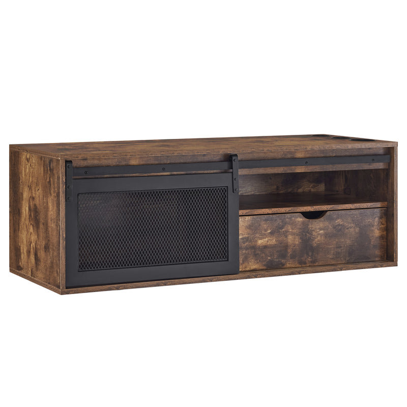 Wall Mount Salon Storage Cabinet, Professional Styling Station with 3 Metal Tool Holders, Brown