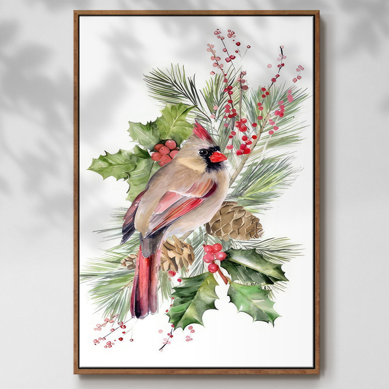 Cardinal Holly Christmas Collection B, H 41 po x l 27 po x P 1,5 po, Noyer