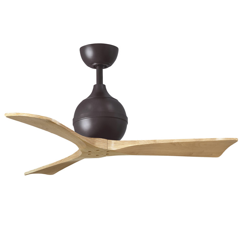 Ventilateur de plafond à 3 pales Irene, Bronze texturé, L 42 po, Ton érable clair