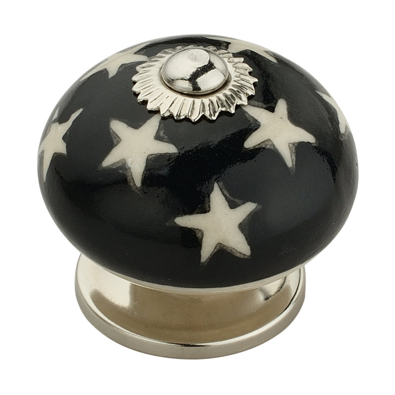 Hand-Painted Ceramic Round Knob with Mounting Hardware