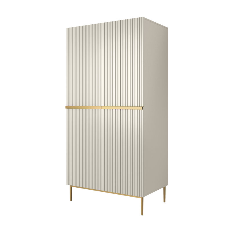 Berfin Manufactured Wood Wardrobe, Beige/Gold
