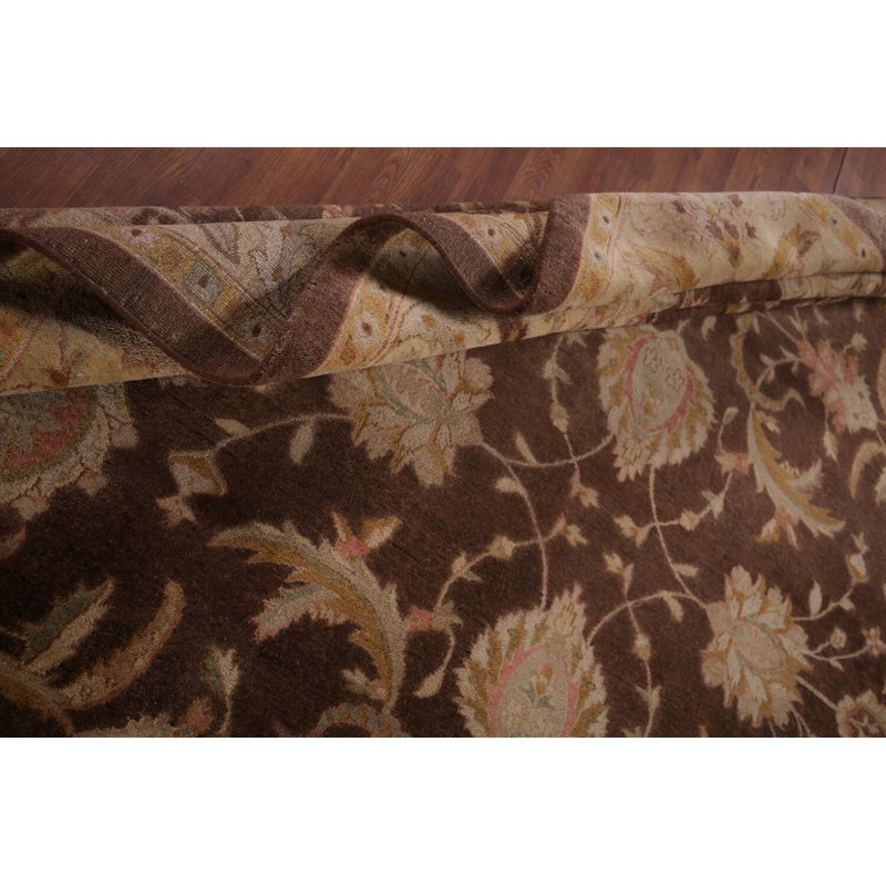 Tapis oriental brun à motif floral Chobi Peshawar 9 x 12