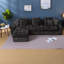 Canapé d'angle profond surdimensionné, canapé modulaire en boucle noire, salon moderne-1203541585