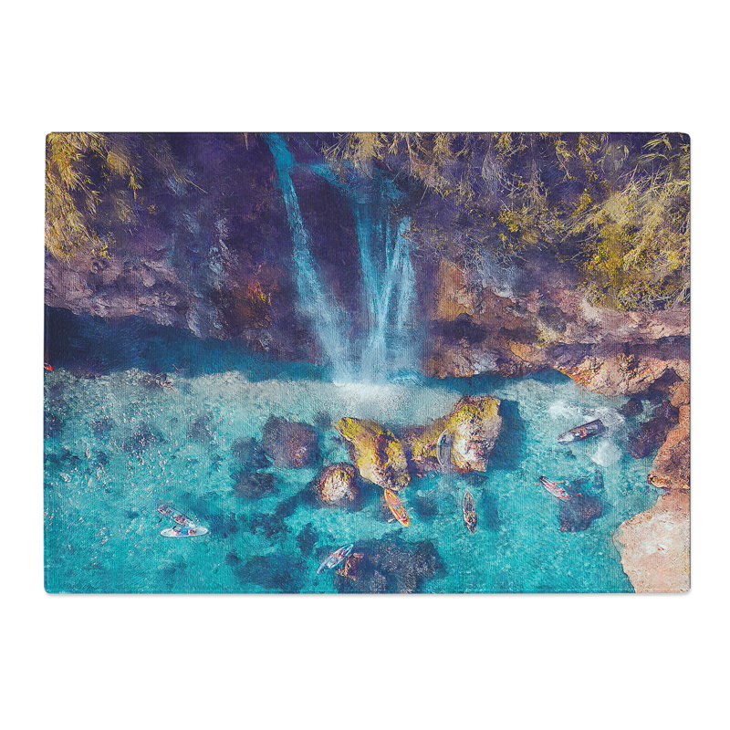 Waterfall in Nerja Spain Painting Chopping Board, 0.4cm H x 20cm W x 28.5cm L