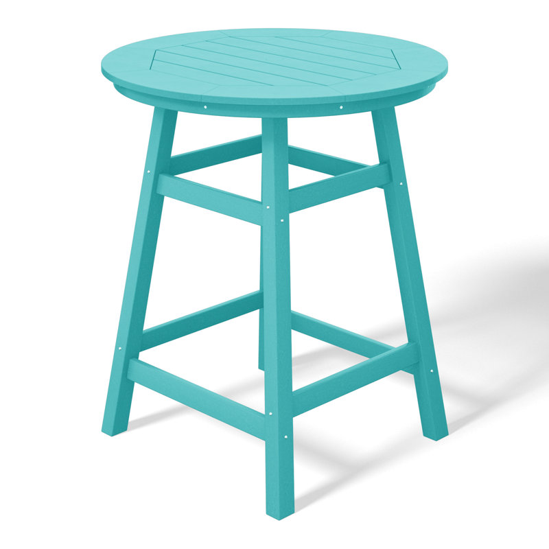 Laguna Round Outdoor Bar Table , 34.9'' in. W 34.9'' in. D, Teal