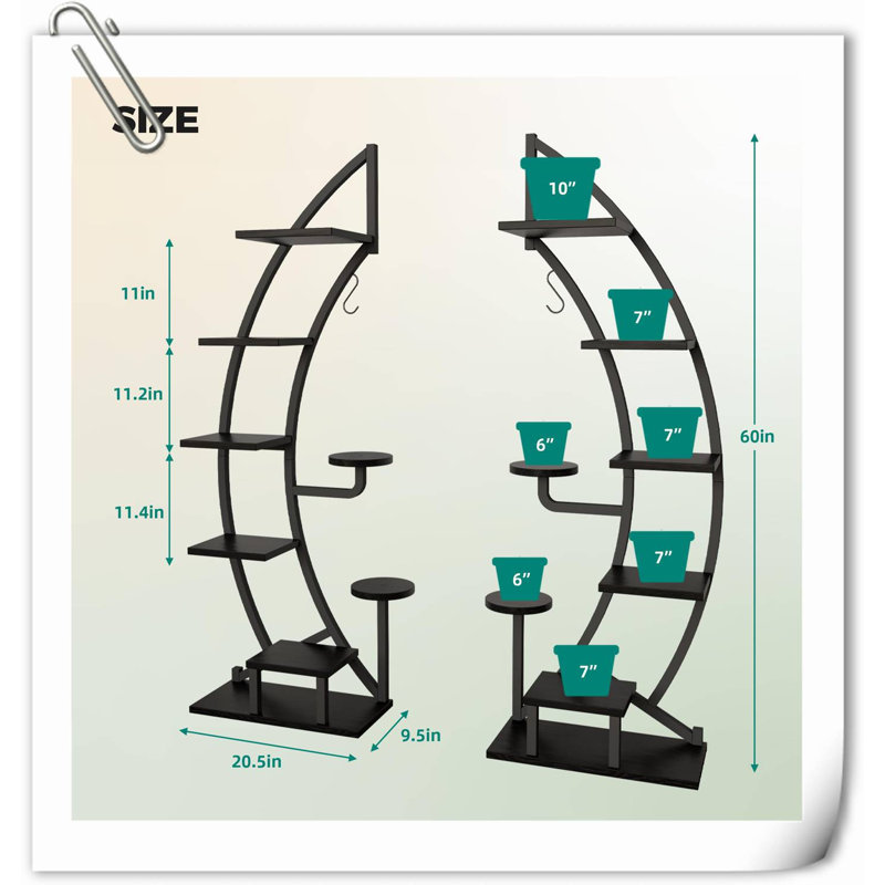 2 supports pour plante à 6 niveaux et 9 niveaux en métal pour plantes d'intérieur multiples