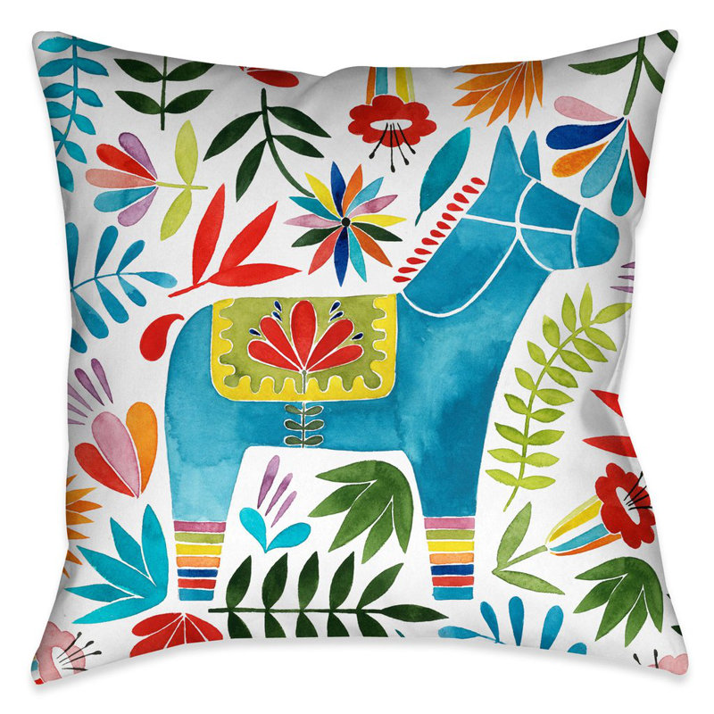 Coussin décoratif Fiesta Animal III, 18 po x 18 po, Intérieur / extérieur