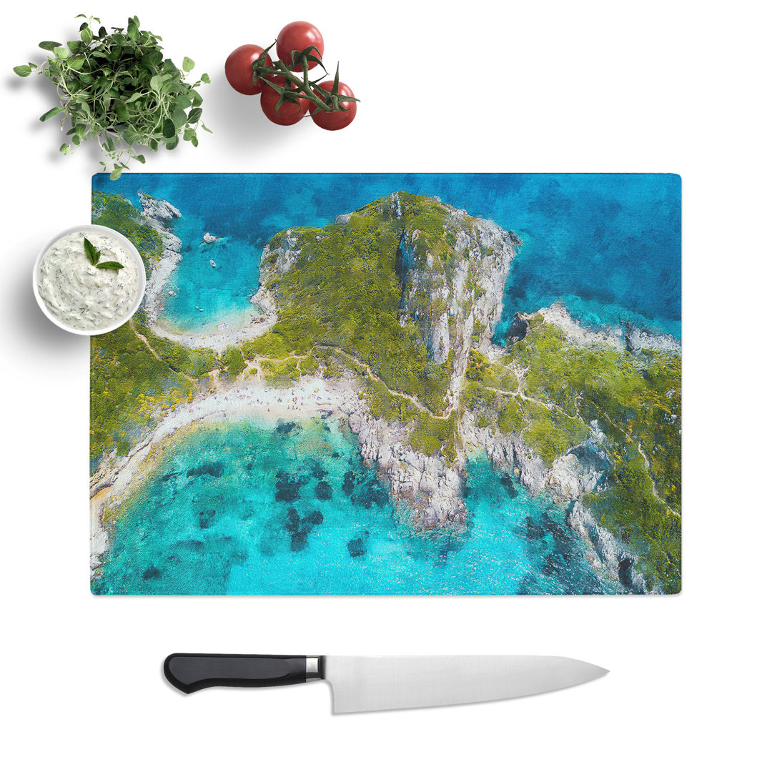 Island Paradise in Corfu Greece Painting Chopping Board