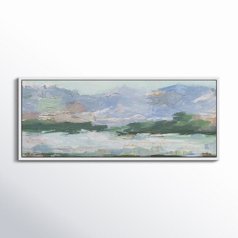 «Pastel Mountain View II», toile encadrée, Blanc, H 20 po x l 50 po x P 1,5 po