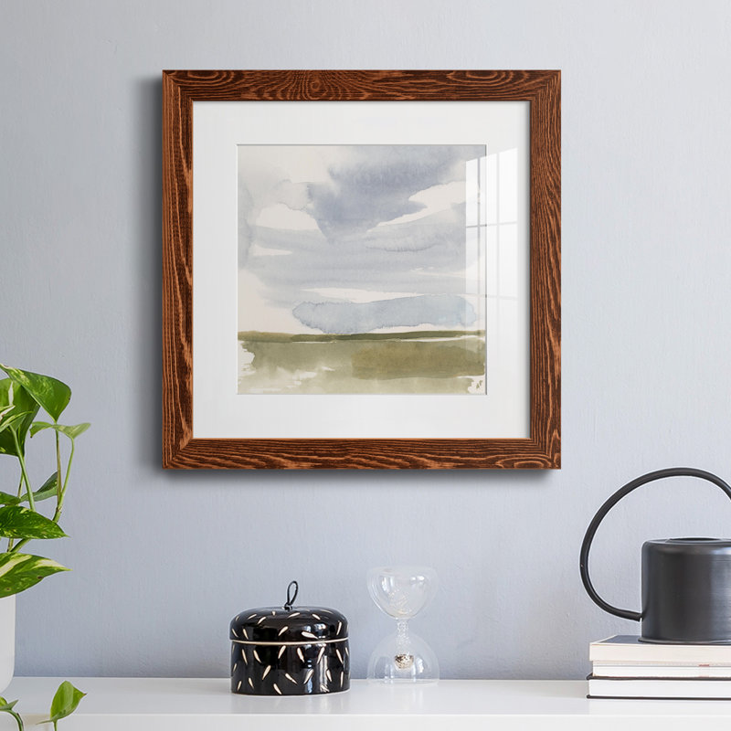 «Open Field S croquis I», reproduction encadrée de qualité supérieure - prête à être accrochée, Papier encadré érable, Blanc