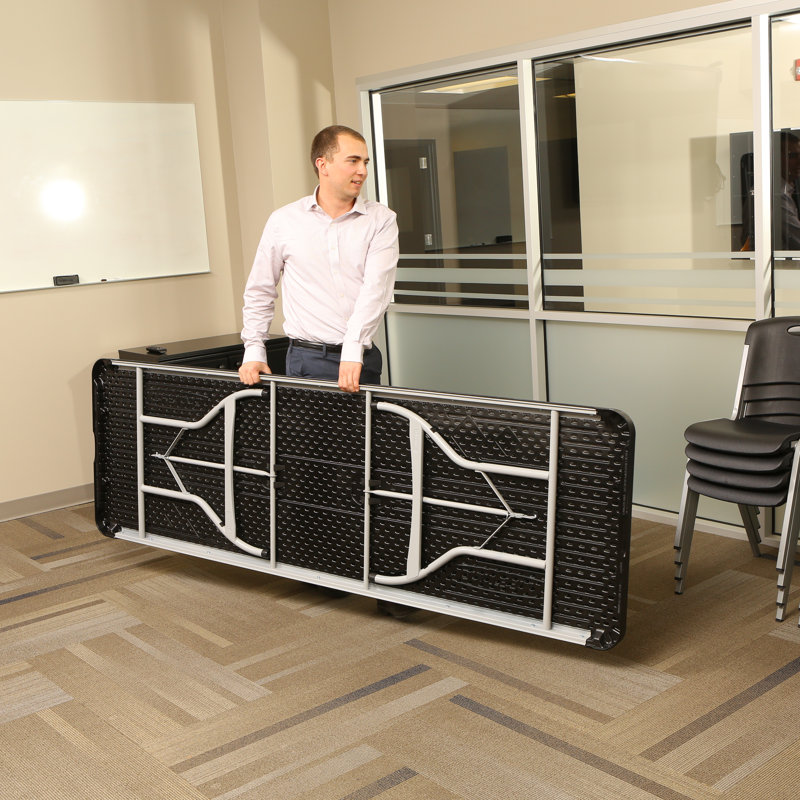 96'' Black Plastic Rectangular Folding Banquet Table