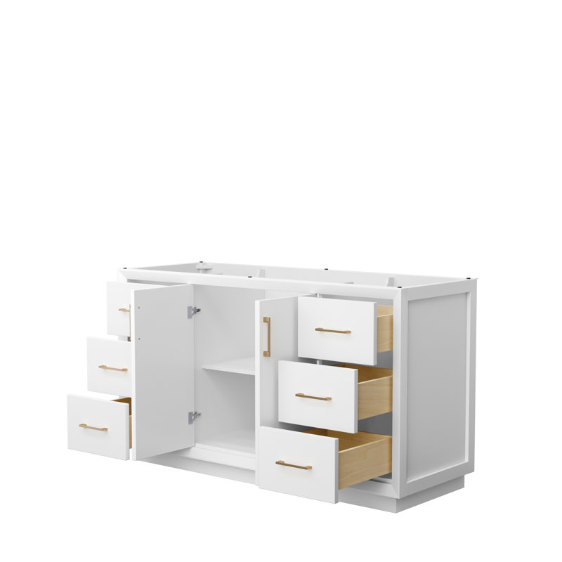 Base de meuble-lavabo simple 59,25 po Strada seulement, Blanc / brun