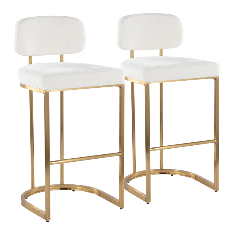 Tabouret de bar à hauteur fixe, Doré, Blanc