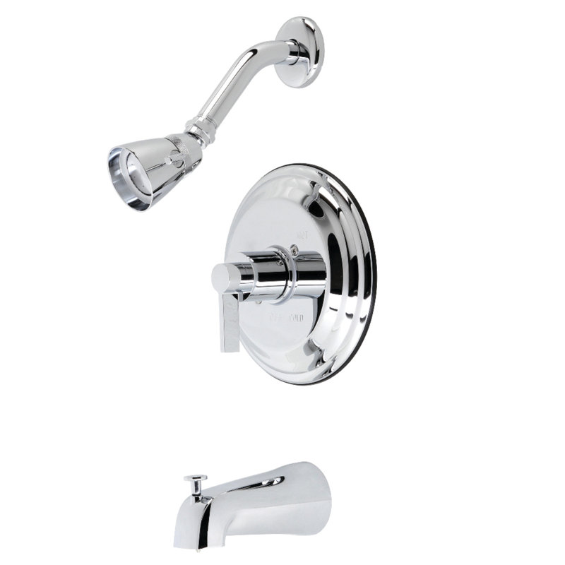 Kingston Brass NuvoFusion Single-Handle Pressure Balanced Tub and Shower Faucet, Polished Chrome