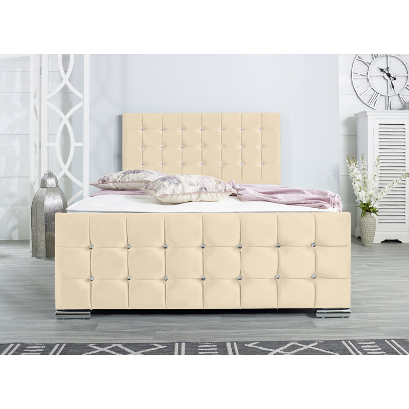Lexington Upholstered Bed Frame, Double (4'6), Cream
