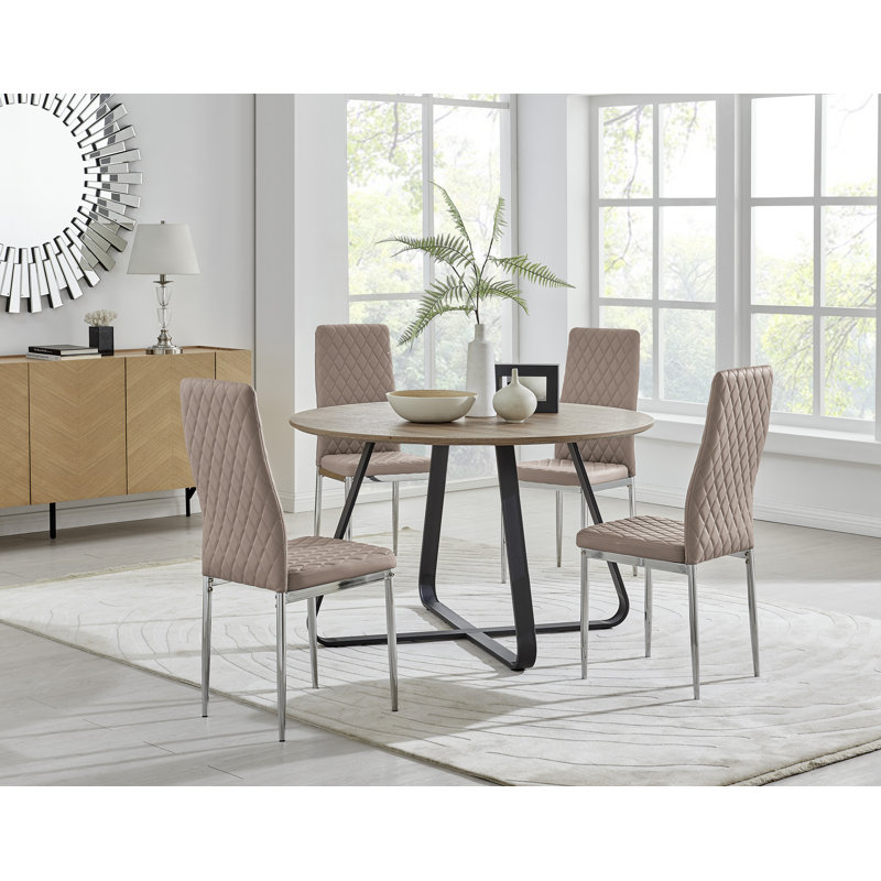 4 -Person Dining Set, Cappuccino/Silver