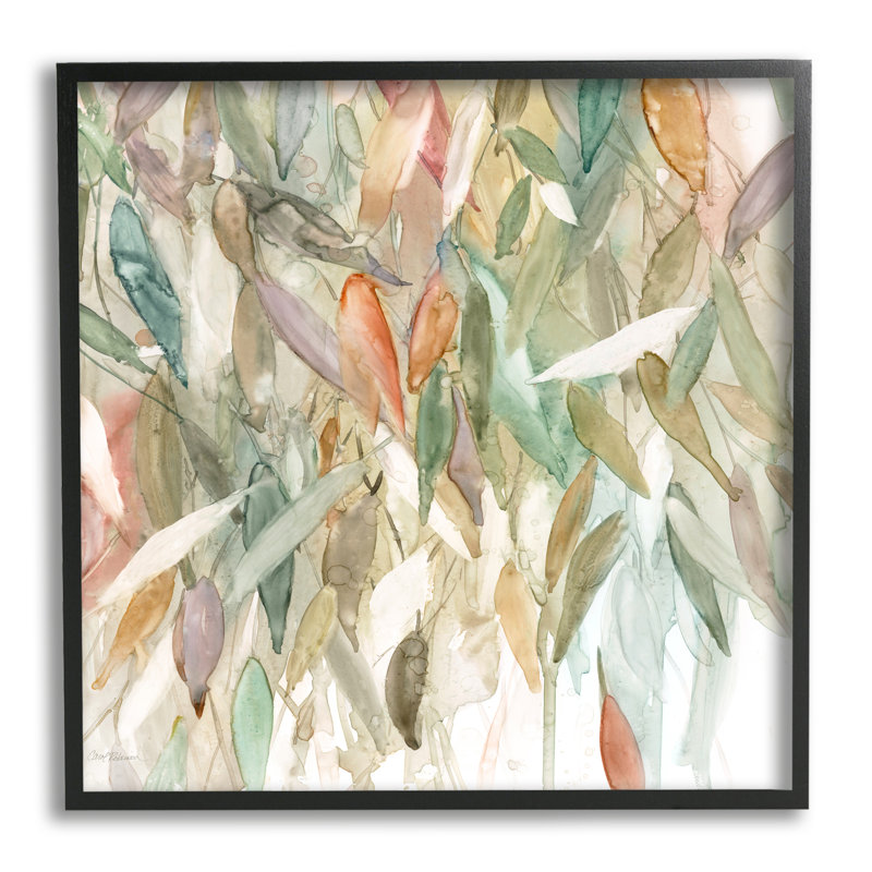 Feuilles d'automne abstraites en cascade sur un feuillage d'automne par Carol Robinson, L 12 po x H 12 po