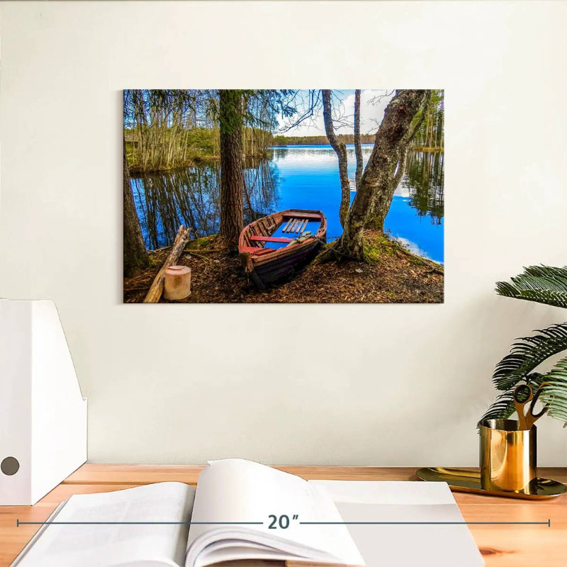 Mehar, vieux bateau dans la forêt, H 8 po x l 12 po