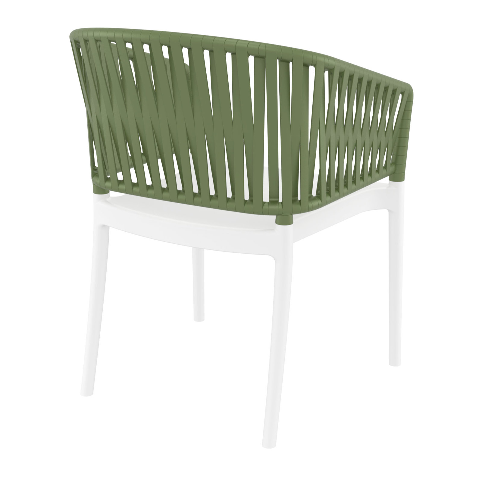 Newport Stackable Patio Armchair, Olive Green/White
