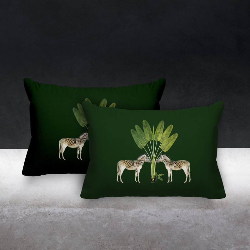 No Decorative Addition Outdoor Reversible Throw Pillow, Green, 20W" x 14H"