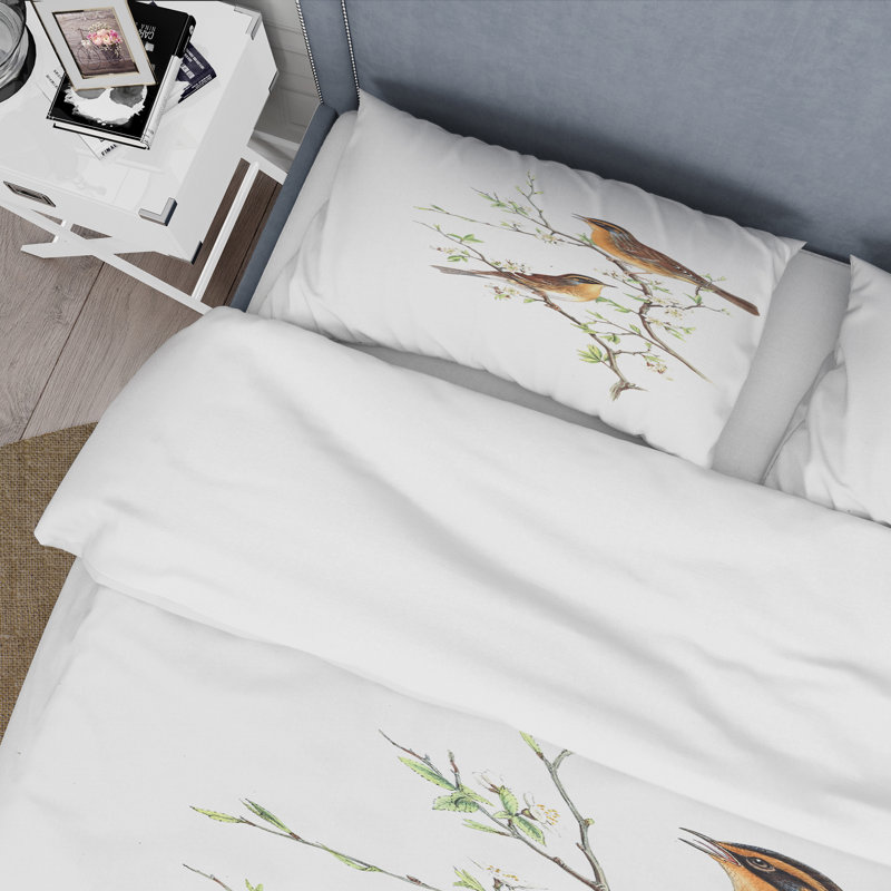 Brown/Green/White Microfiber Duvet Cover Set, King Duvet Cover + 2 King Shams
