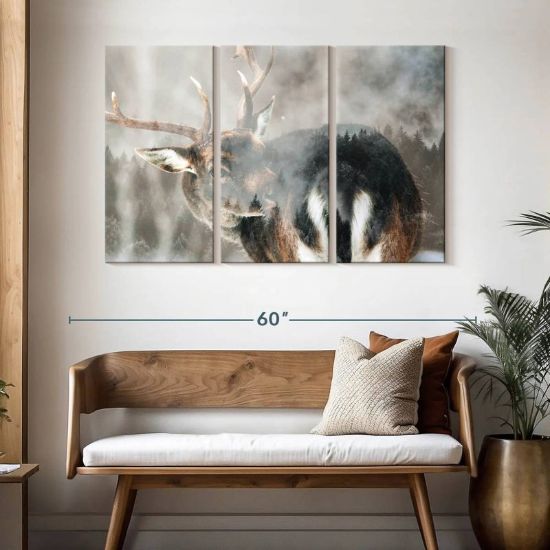 Winter Forest Deer, 32" H x 50" W