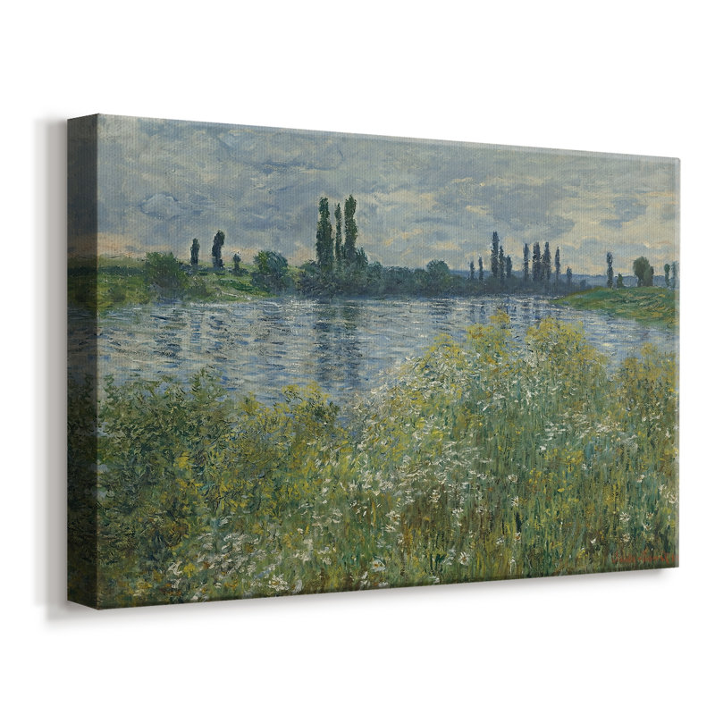 Printemps au bord de la seine - Claude Monet-Toile tendue avec châssis-c. 1878, 8 x 12