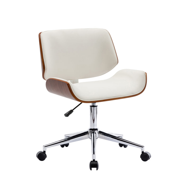 Kimpel Faux Leather Mid-Century Office Chair, White