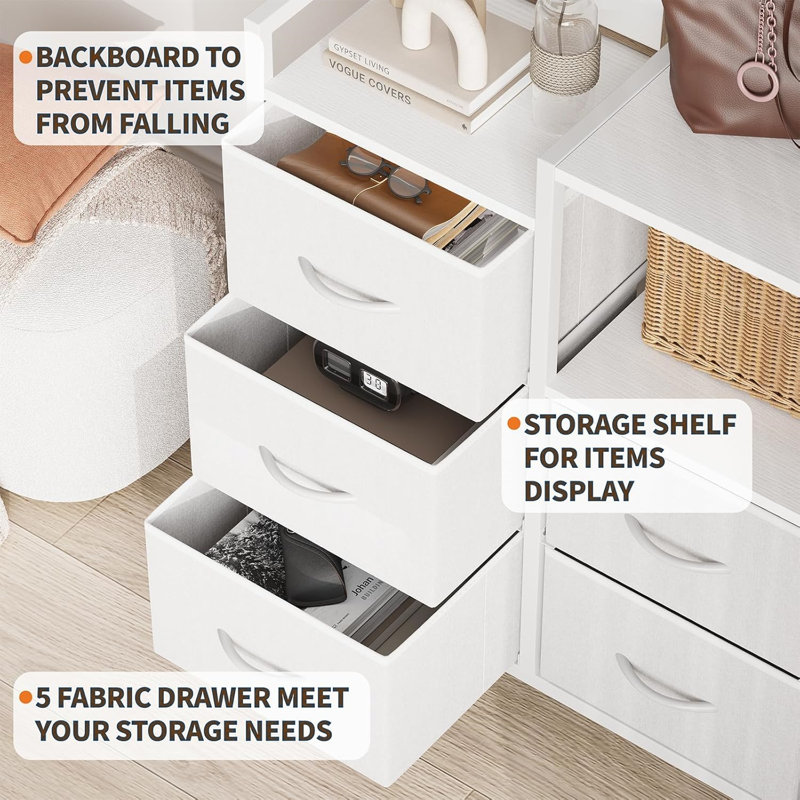 63cm Wide 5 -Drawer File Cabinet, White