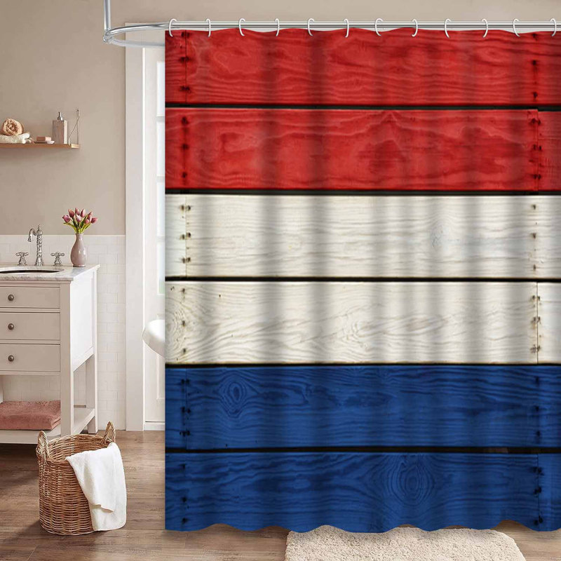 Rideau de douche avec 12 crochets Flag, L 72 po x l 78 po