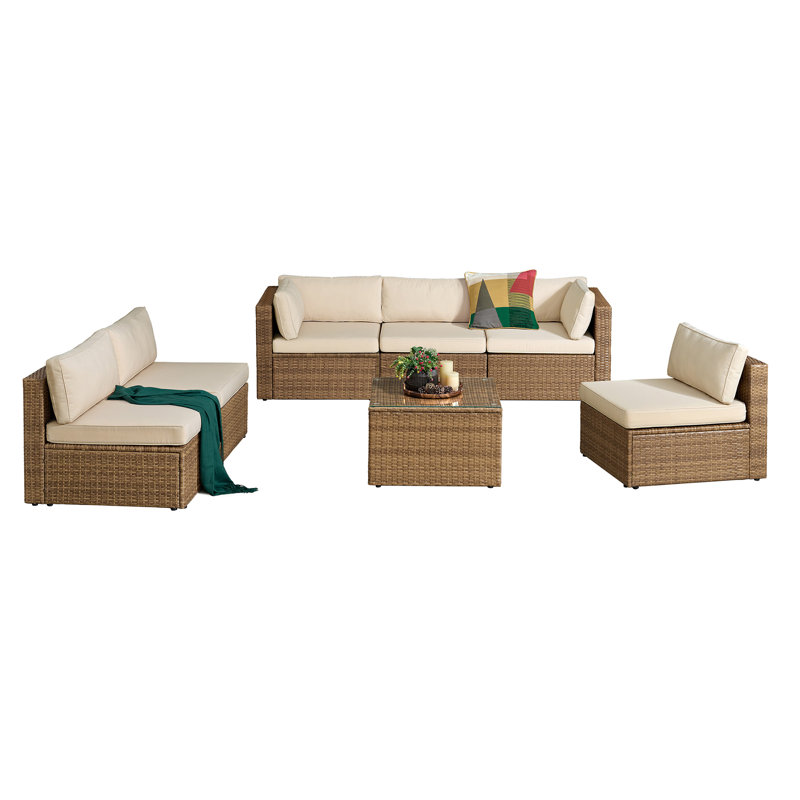 Furniture Ensemble de mobilier d'extérieur modulaire d'extérieur 7 pièces Montara