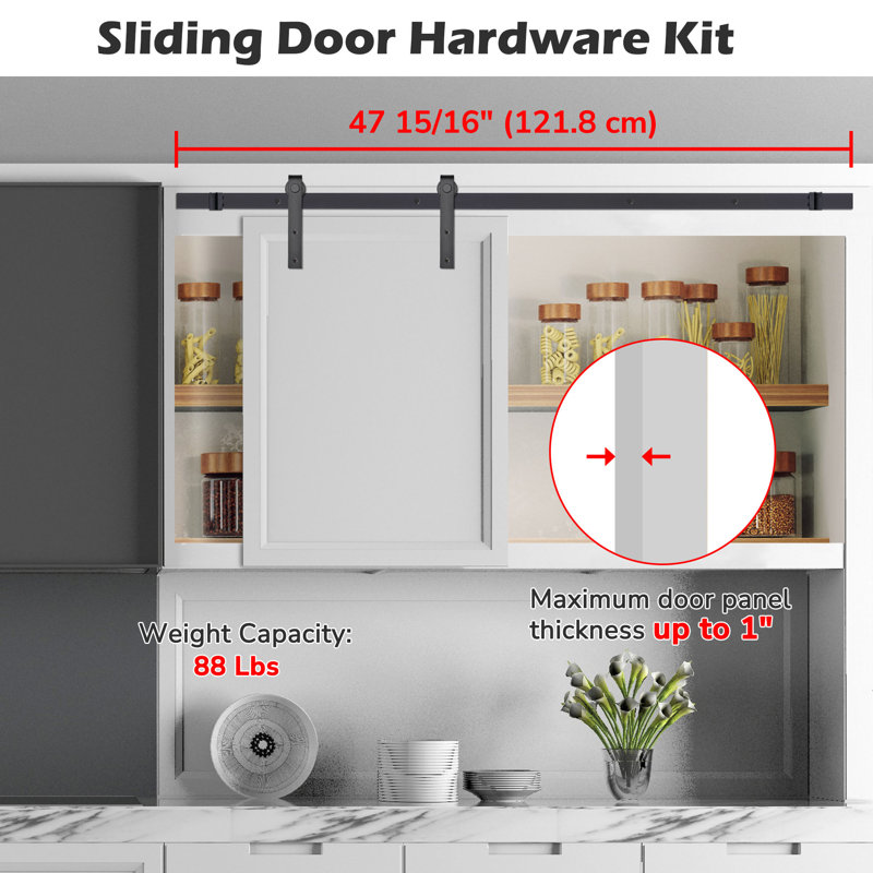 Mini Black Aluminum Sliding Barn Door Hardware Kit