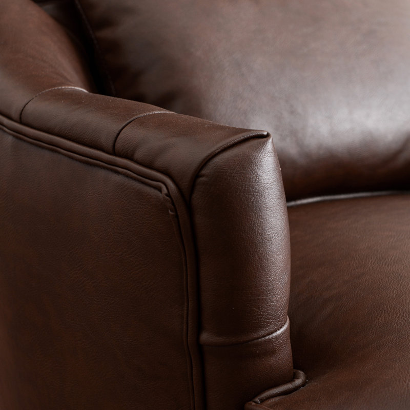 Chaise de salle à manger rembourrée Remerton, Similicuir brun