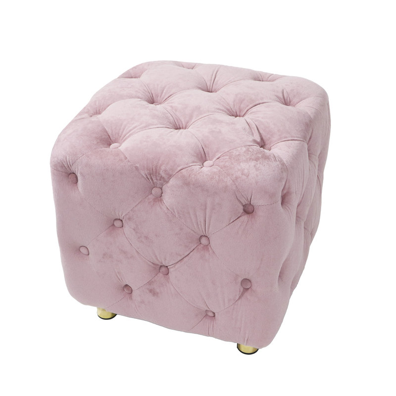 Hielke Velvet Ottoman, Pink Velvet
