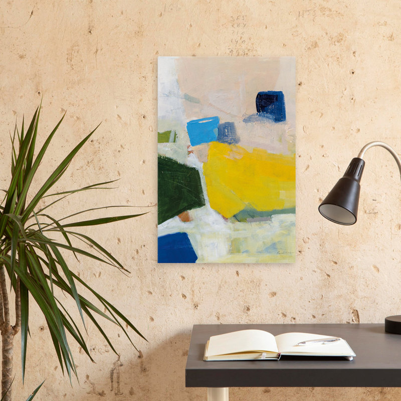 Tout n'est pas perdu - abstrait, bleu, beige, vert foncé, H 24 po x l 16 po