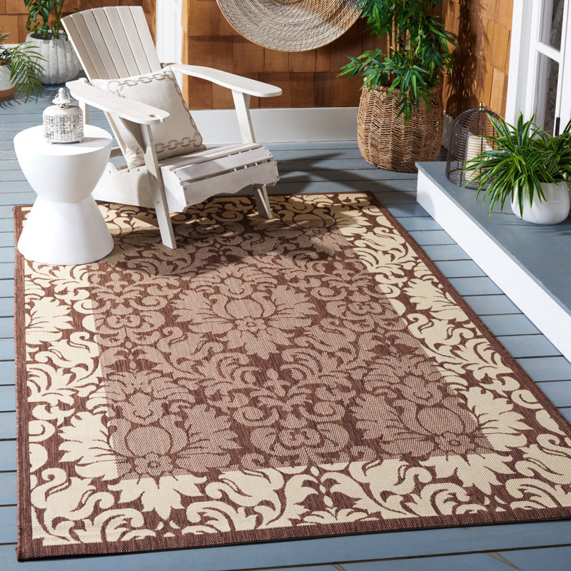 Tapis intérieur / extérieur bleu / beige Davonia, Rectangle 6 pi 7 po x 9 pi 6 po