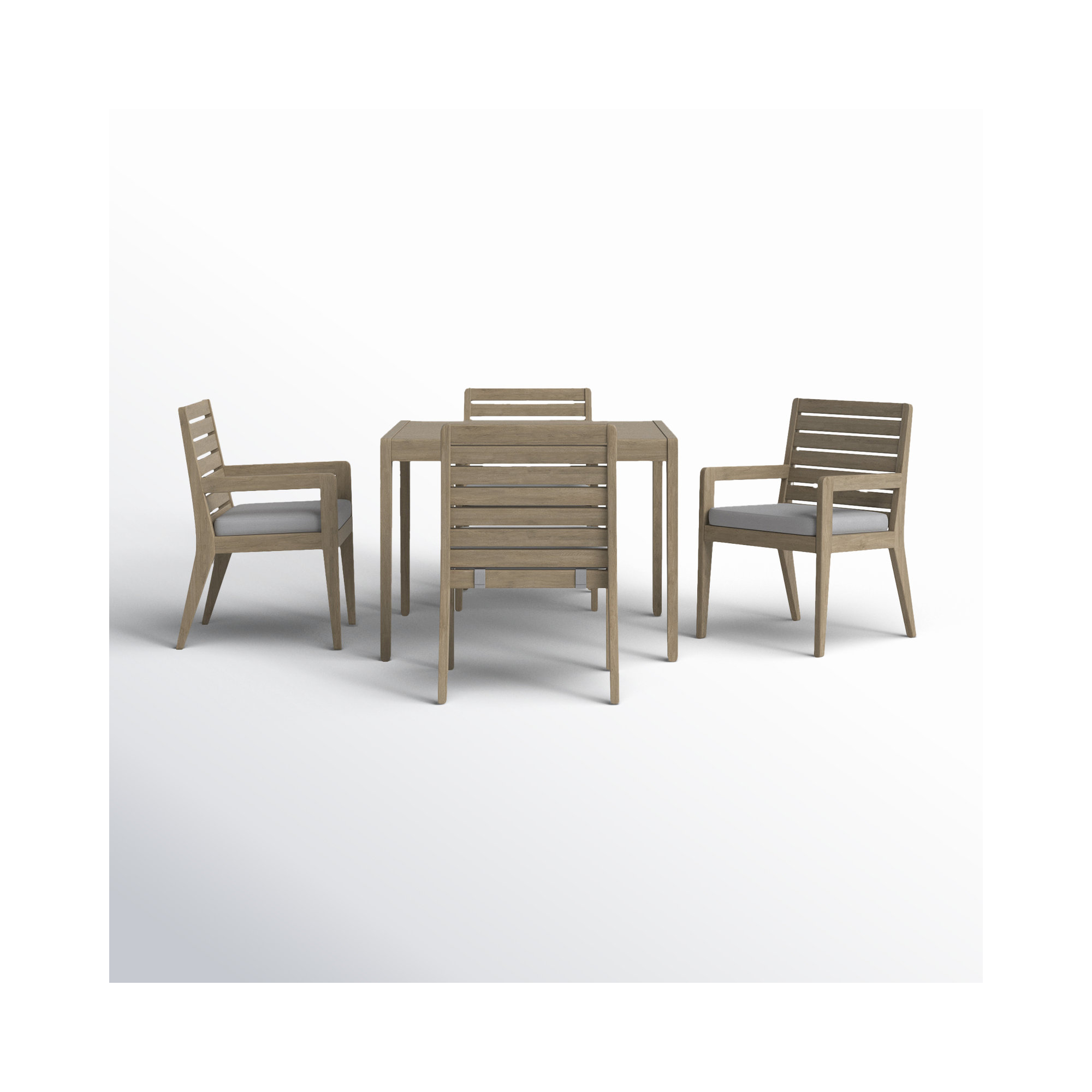 Ojai 5-Piece Outdoor Set, With Square Dining Table And 4 Arm Chairs