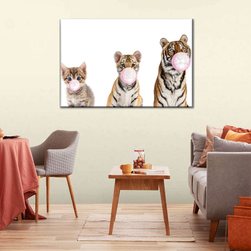 " Bubble Gum Tigers ", 8" H x 12" W x 1" D