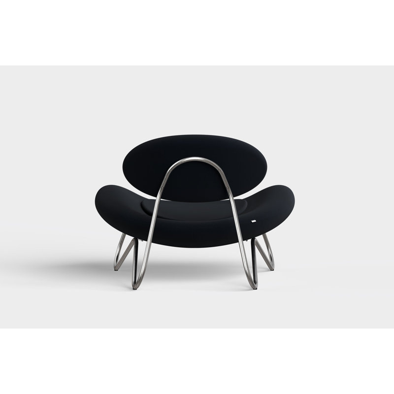 Meadow Lounge Chair, Black Painted Steel Frame, Brushed Stainless Steel, Natural Polyester Blend
