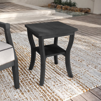 Table d'appoint d'extérieur en bois de teck massif à deux niveaux de conception l 14,9 po