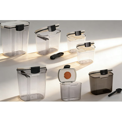 Airtight Kitchen Storage Canister Set For Flour, Sugar, Coffee & Baking Ingredients, 7-Piece Container Set With Measuring Tools For Freshness & Organization