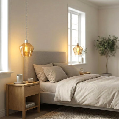 17.5cm H Glass Novelty Lamp Shade in Amber