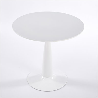 31.5Inch Mid-Century Modern Pedestal Table, Multi-Functional Dining Table For 4-6 People & Large Coffee Table, White MDF Top For Living Room, Kitchen, Office