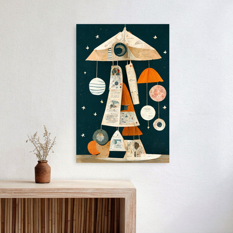 Cosmic Jamboree Abstract Retro Surreal Landscape Nature Wall Art Print by Treechild - Wrapped Canvas Print