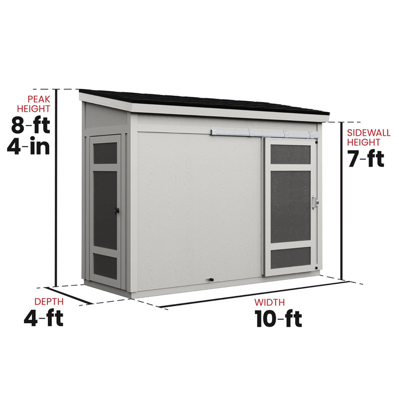 Cambria Wood Lean-To Storage Shed 10 ft. W x 4 ft. D (Professional Installation Available), Yes